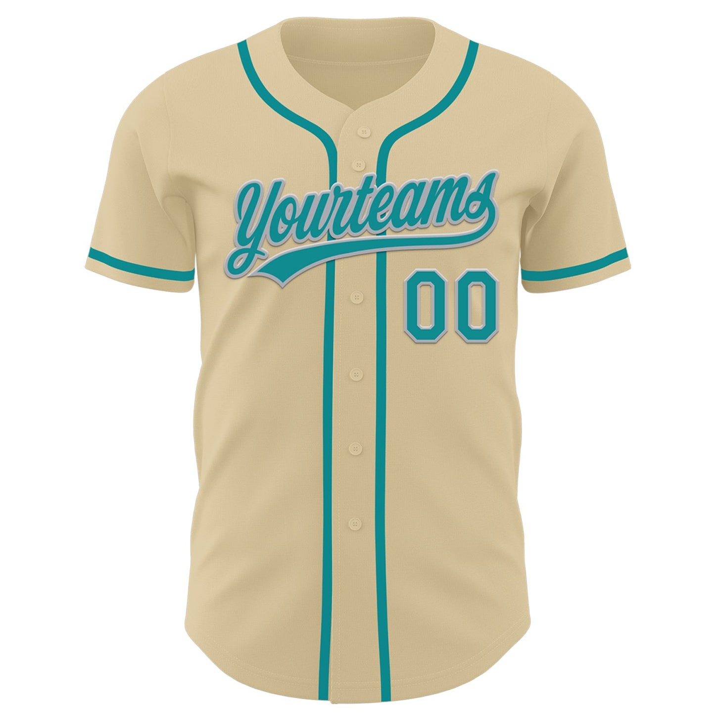 Custom Sand Teal-Gray Authentic Baseball Jersey view 2