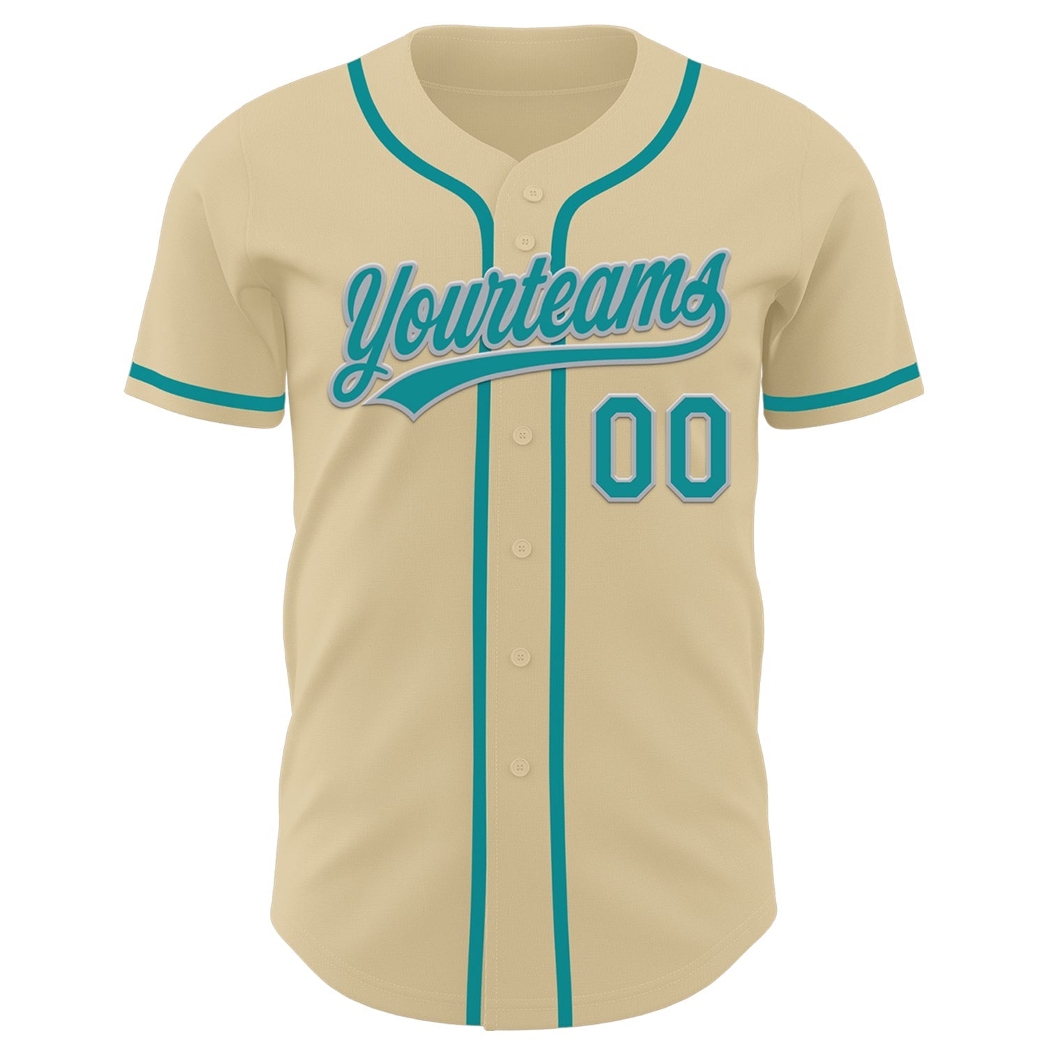 Custom Sand Teal-Gray Authentic Baseball Jersey view 2