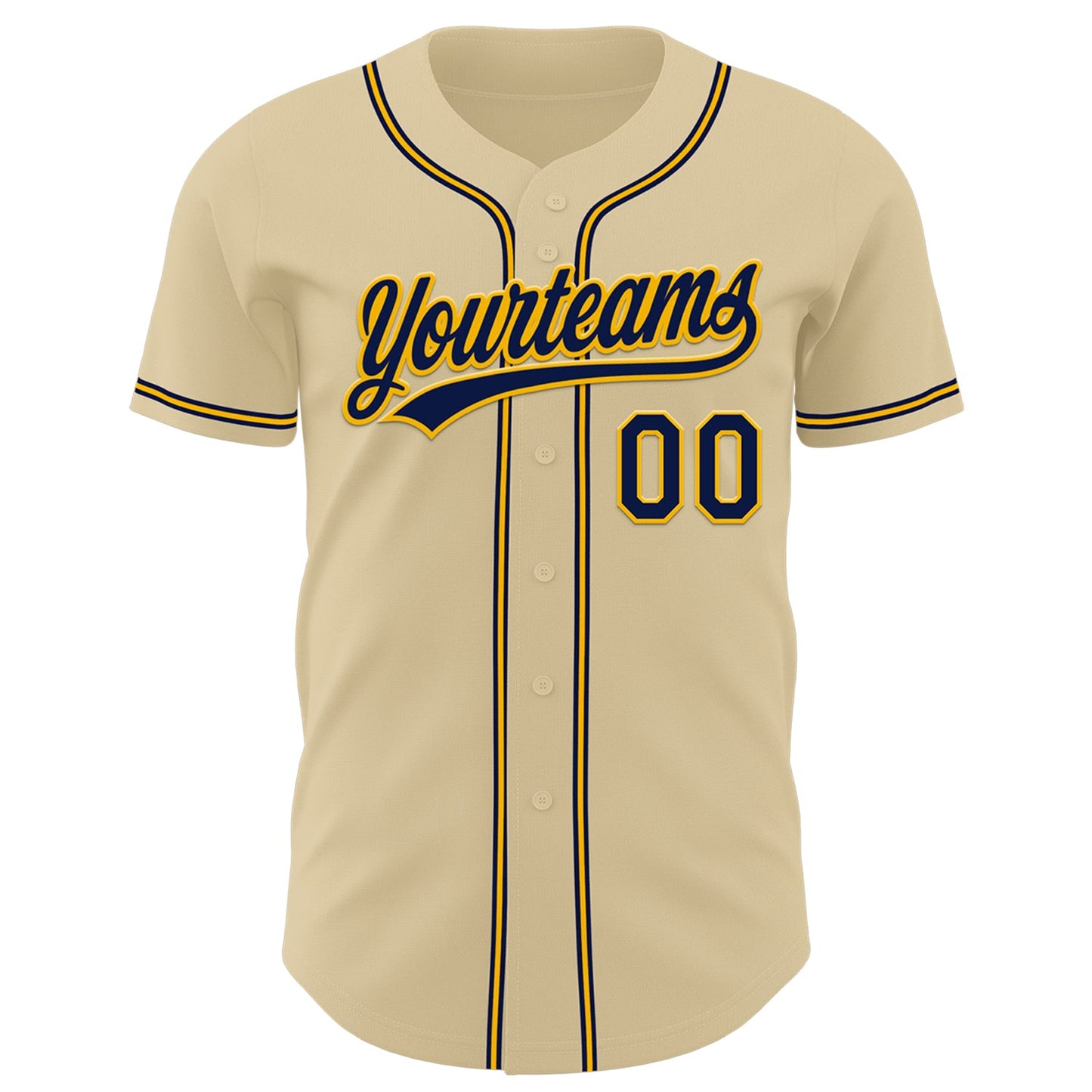 Custom Sand Navy-Gold Authentic Baseball Jersey view 2
