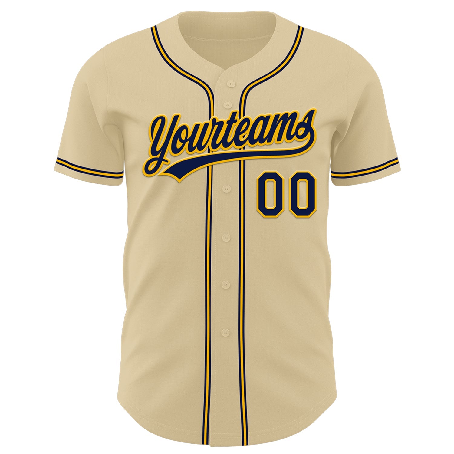 Custom Sand Navy-Gold Authentic Baseball Jersey view 2