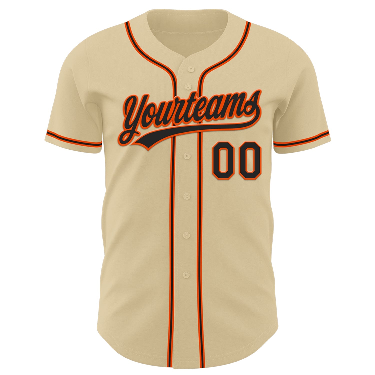 Custom Sand Black-Orange Authentic Baseball Jersey view 2