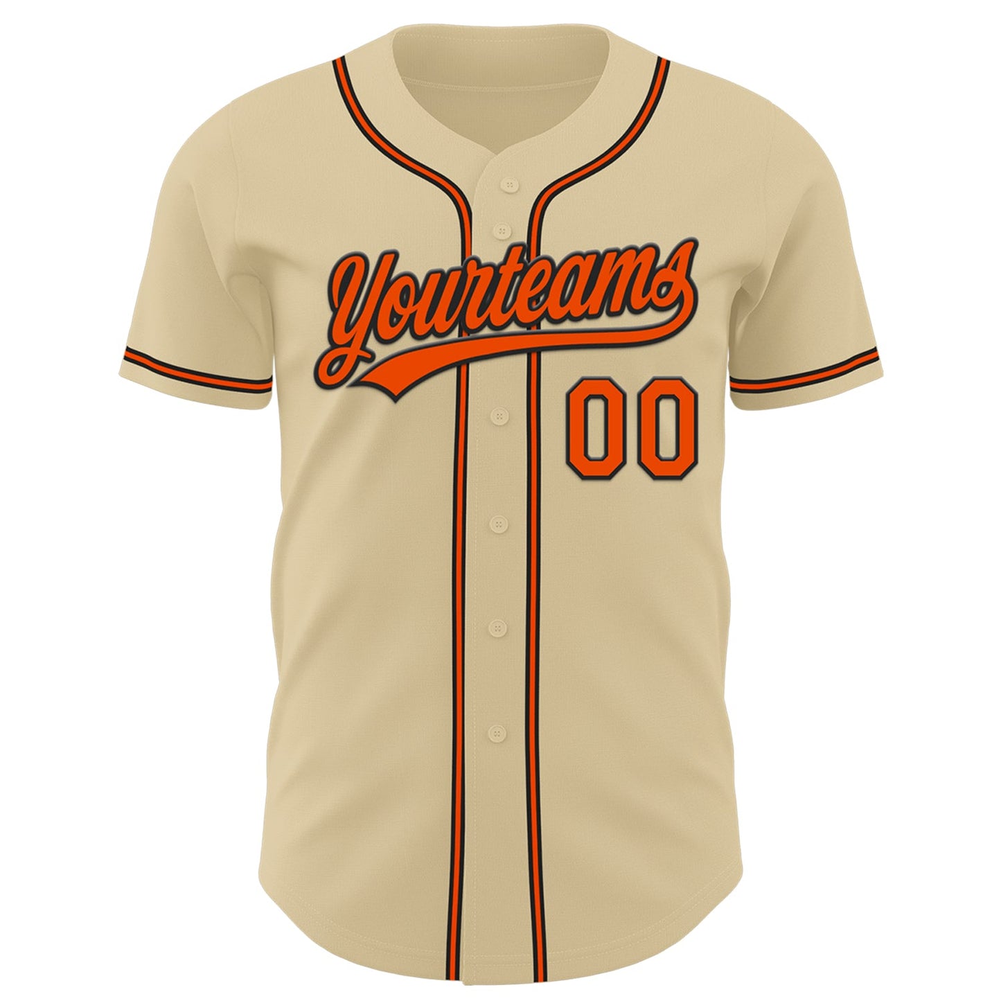 Custom Sand Orange-Black Authentic Baseball Jersey view 2