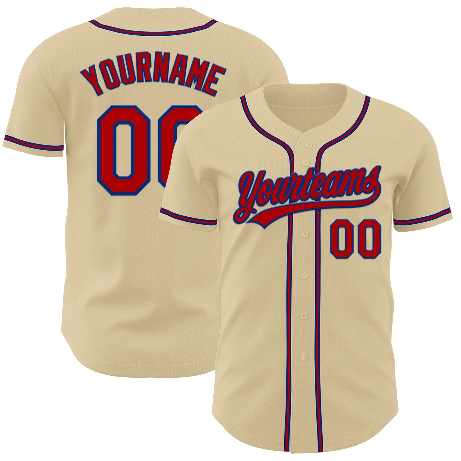 Custom Sand Red-Royal Authentic Baseball Jersey - Main View