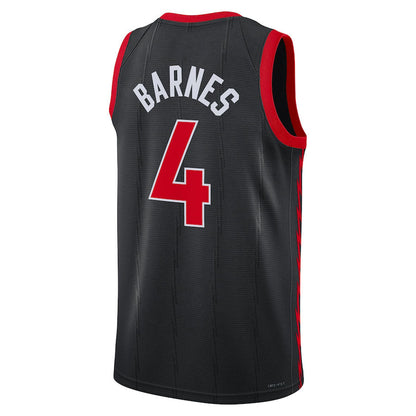 T.Raptors #4 Scottie Barnes Jordan Brand 2022-23 Replica Swingman Jersey Black Statement Edition Stitched American Basketball Jersey - Main View