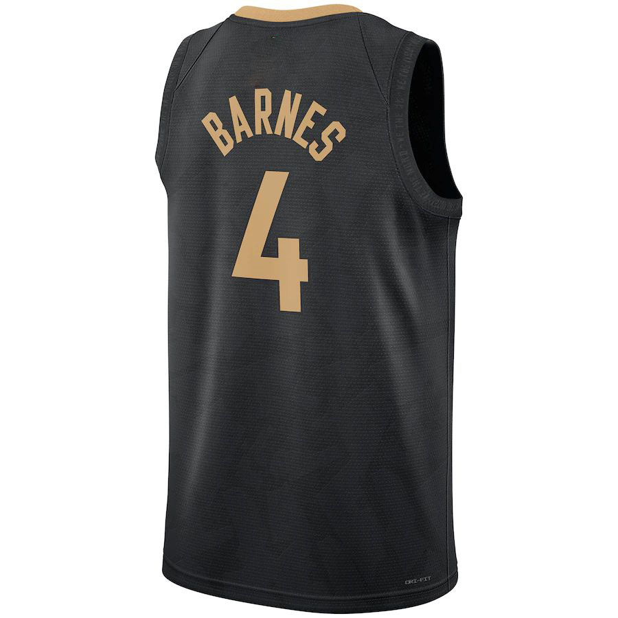 T.Raptors #4 Scottie Barnes Unisex Swingman Jersey City Edition Black Stitched American Basketball Jersey - Main View