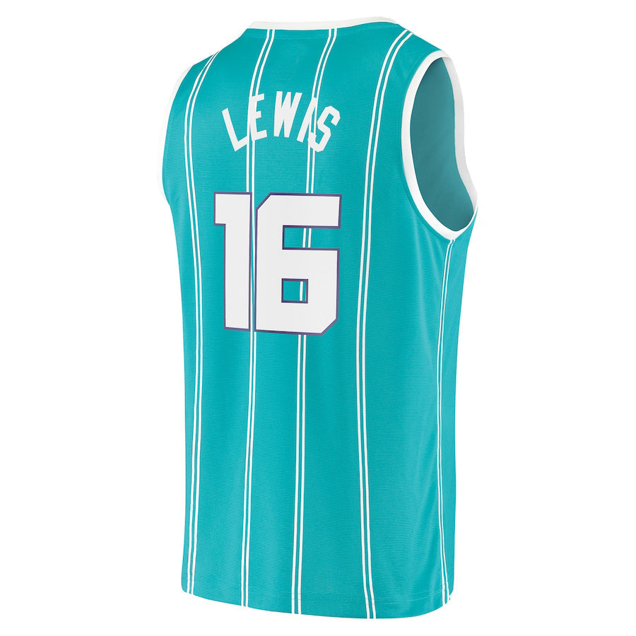 C.Hornets #16 Scottie Lewis Fanatics Branded 2021-22 Fast Break Replica Jersey Icon Edition Teal Stitched American Basketball Jersey - Main View