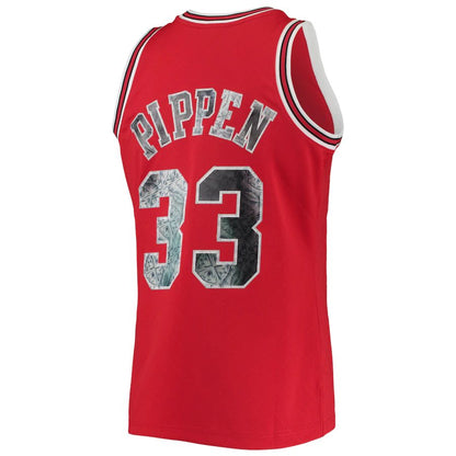 C.Bulls #33 Scottie Pippen Mitchell & Ness 1996-97 Hardwood Classics 75th Anniversary Diamond Swingman Jersey Red Stitched American Basketball Jersey - Main View