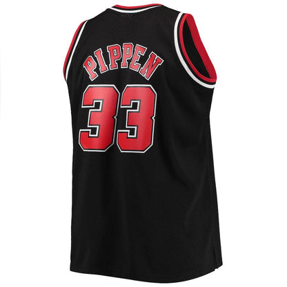 C.Bulls #33 Scottie Pippen Mitchell & Ness Big & Tall Hardwood Classics Swingman Jersey Black Stitched American Basketball Jersey - Main View