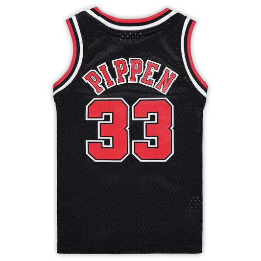 C.Bulls #33 Scottie Pippen Mitchell & Ness Preschool 1997-1998 Hardwood Classics Throwback Team Jersey Black Stitched American Basketball Jersey - Main View
