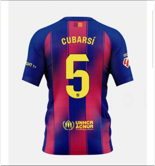 Barcelona #5 Cubarsí 2025/26 Home Replica Player Jersey - Blue Stitched Soccer Jersey - Main View