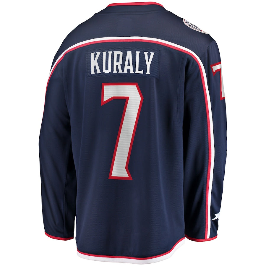 C.Blue Jackets #7 Sean Kuraly Fanatics Branded Home Breakaway Player Jersey  Navy Stitched American Hockey Jerseys - Main View