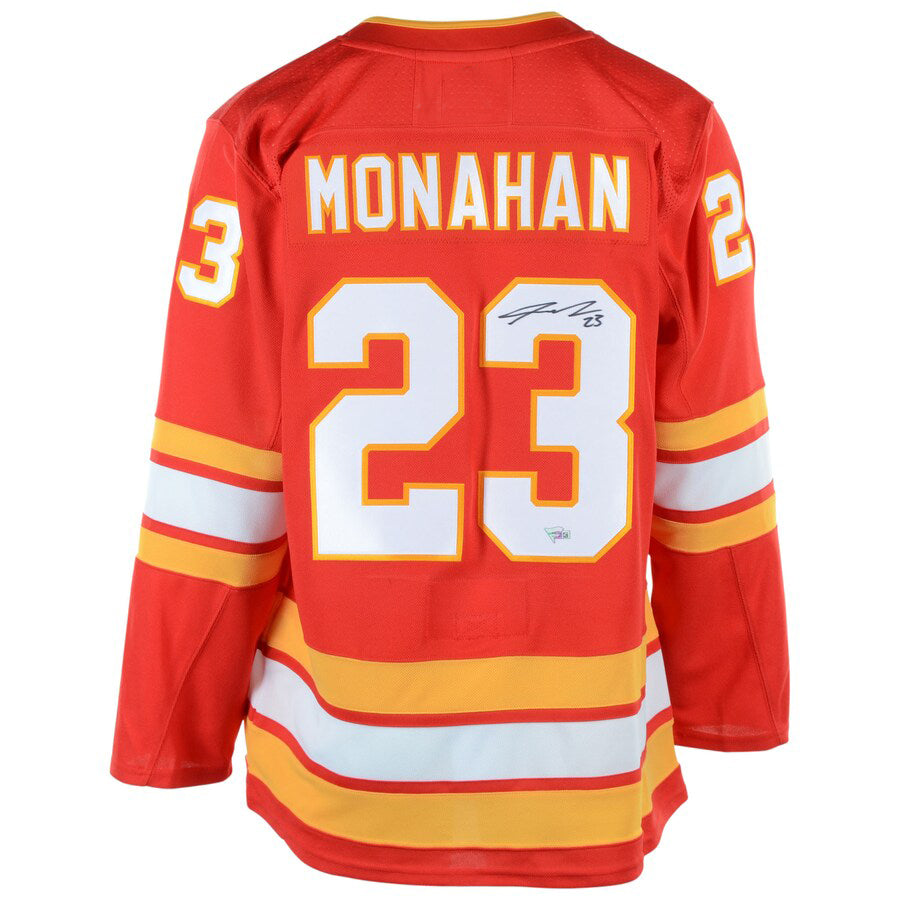 C.Flames #23 Sean Monahan Fanatics Authentic Autographed Alternate Jersey Red Stitched American Hockey Jerseys - Main View