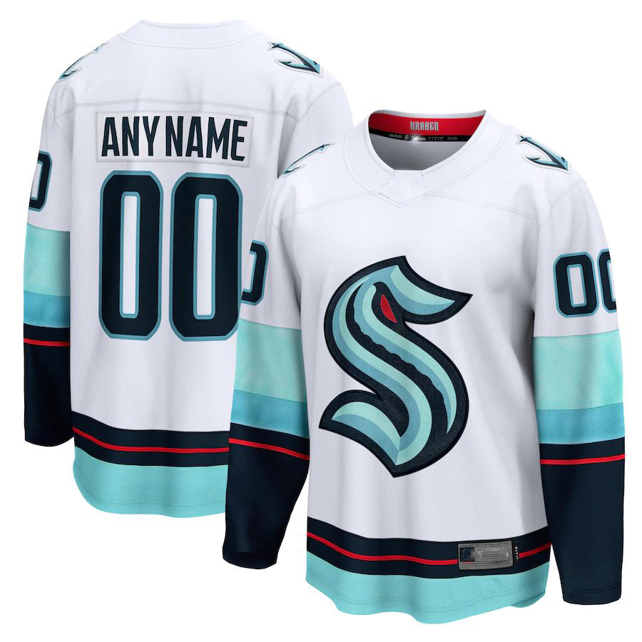 Custom S.Kraken Fanatics Branded Away Breakaway  Jersey White Stitched American Hockey Jerseys - Main View