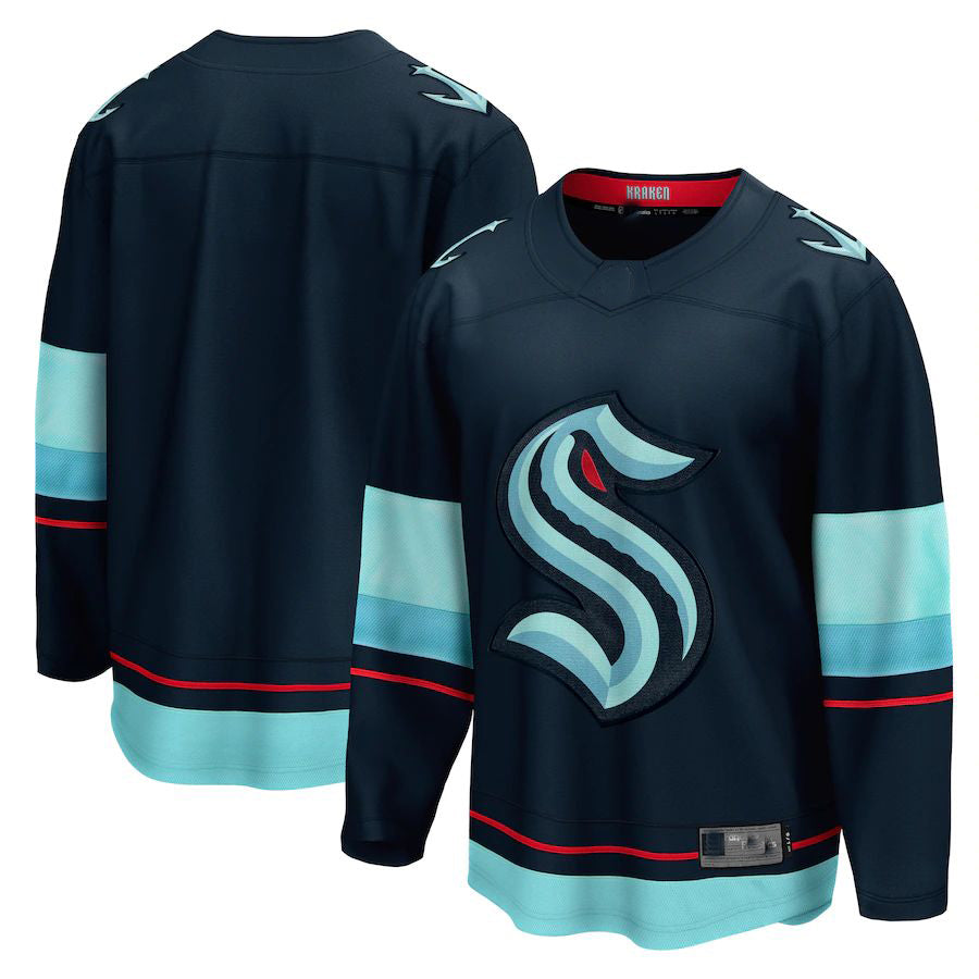 S.Kraken Fanatics Branded Home Breakaway Jersey Blue Stitched American Hockey Jerseys - Main View