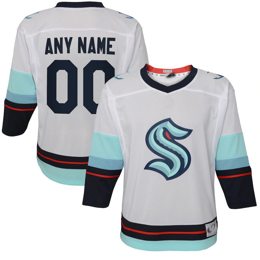 Custom S.Kraken Away Replica White Stitched American Hockey Jerseys - Main View