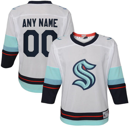 Custom S.Kraken Away Replica White Stitched American Hockey Jerseys - Main View