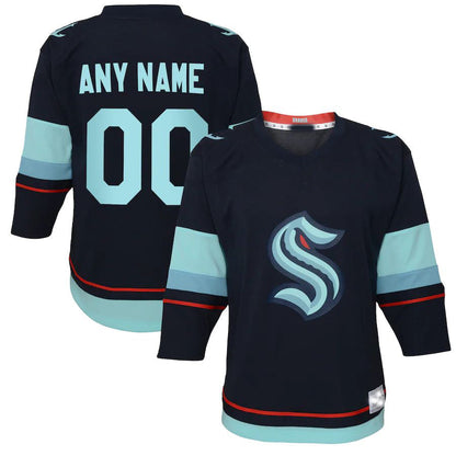Custom S.Kraken Home Replica Navy Stitched American Hockey Jerseys - Main View
