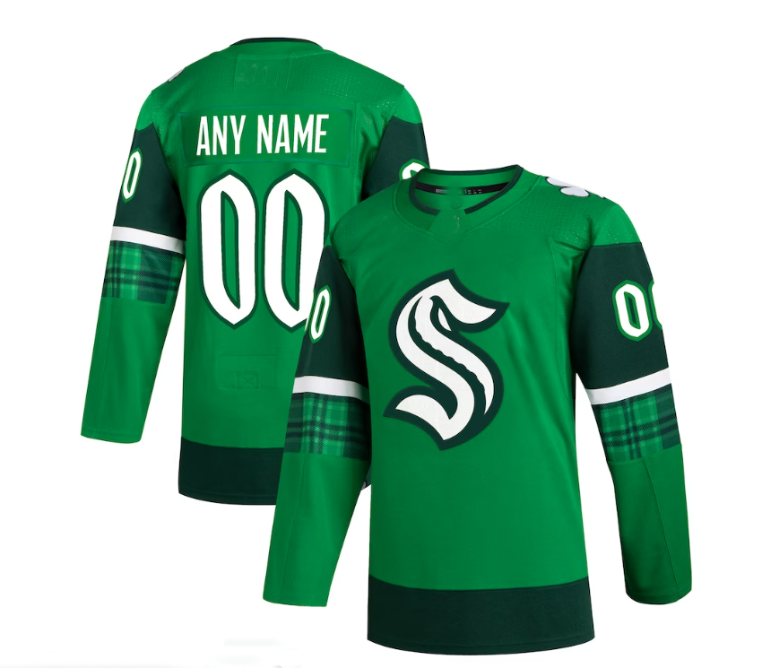 Custom S.Kraken 2023 St. Patrick's Day Primegreen Authentic Jersey - Kelly Green Stitched American Hockey Jerseys - Main View