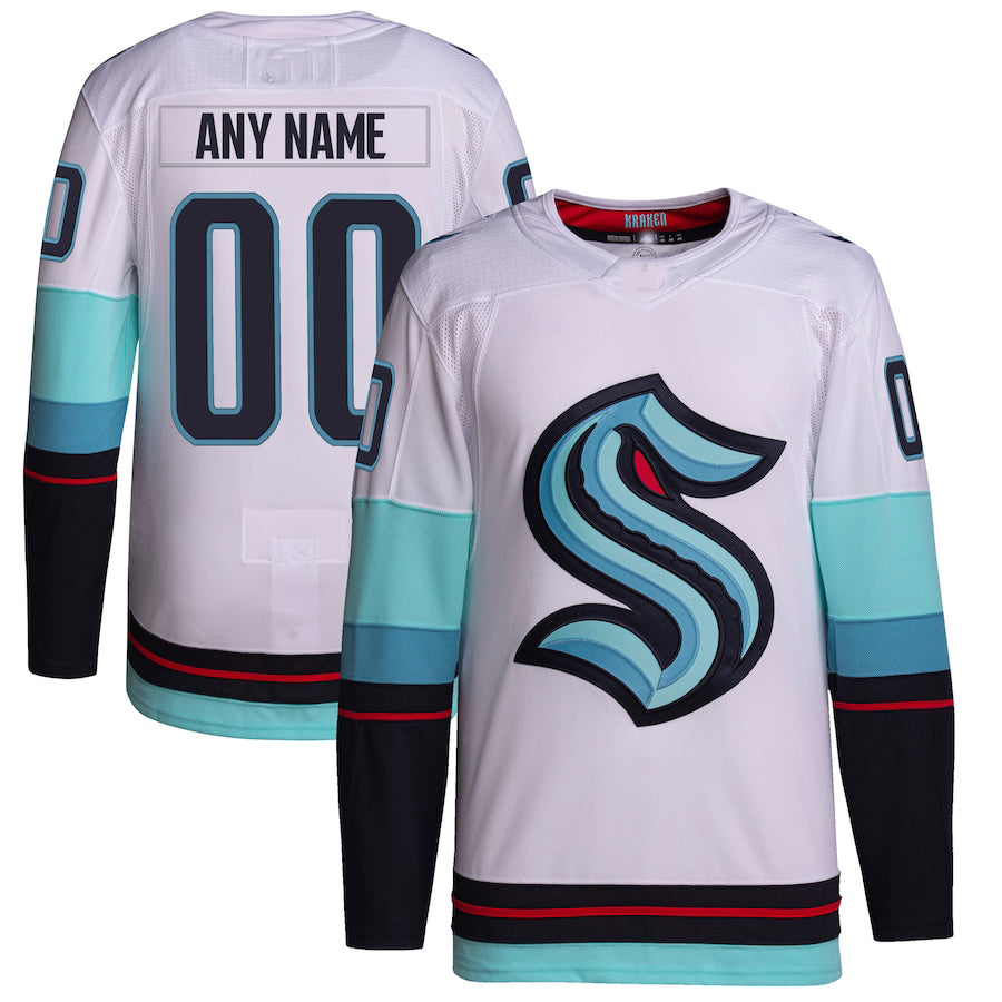 Custom S.Kraken  Away Primegreen Authentic  Jersey White Stitched American Hockey Jerseys - Main View