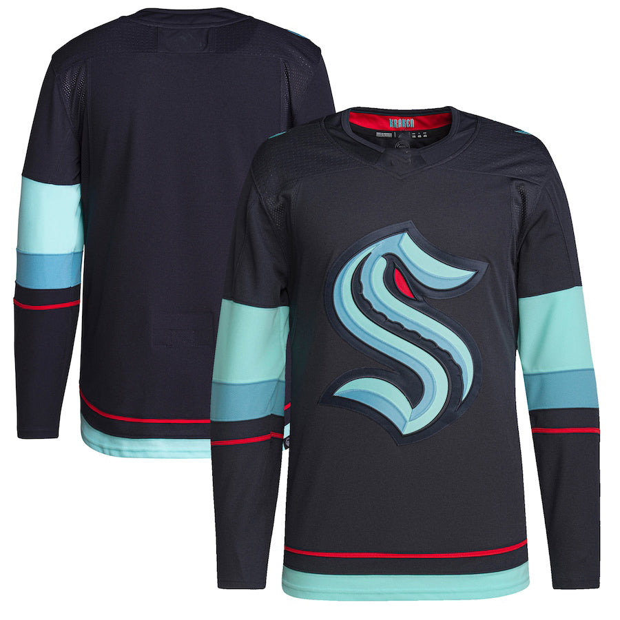 S.Kraken Home Authentic Primegreen Jersey  Blue Stitched American Hockey Jerseys - Main View