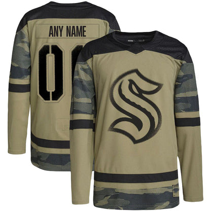 Custom S.Kraken Military Appreciation Team Authentic Practice Jersey Camo Stitched American Hockey Jerseys - Main View