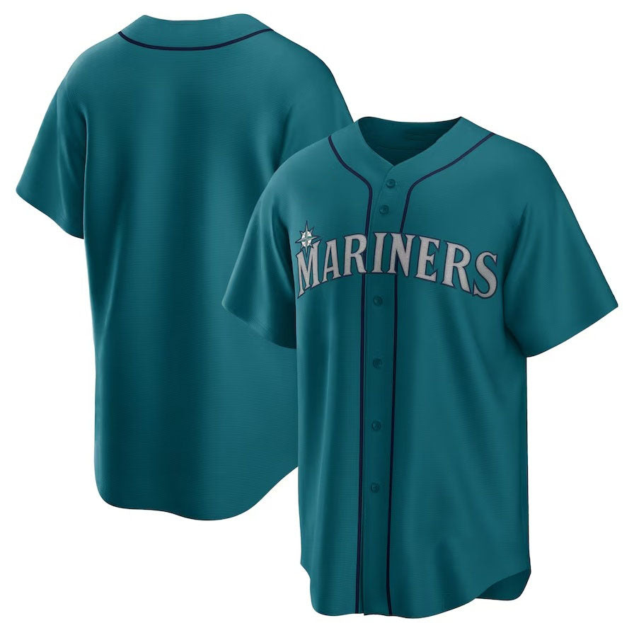 Seattle Mariners Alternate Replica Team Jersey - Aqua Stitched Baseball Jersey - Main View