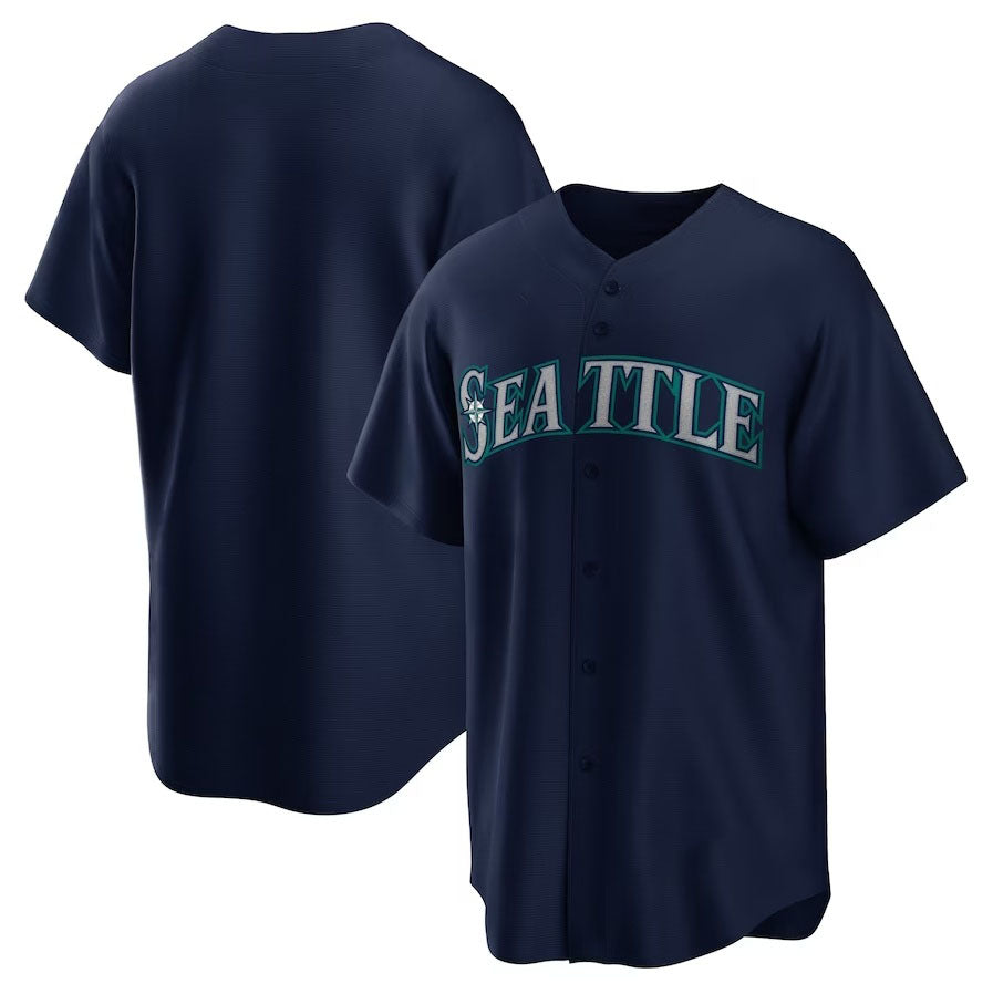 Seattle Mariners Alternate Replica Team Jersey - Navy Stitched Baseball Jersey - Main View