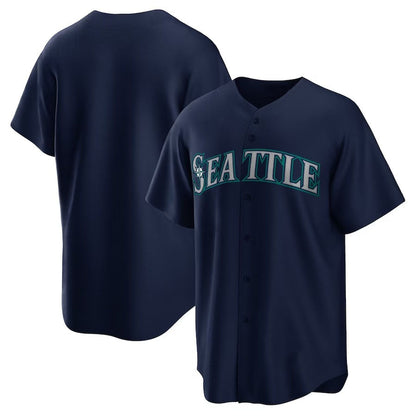 Seattle Mariners Alternate Replica Team Jersey - Navy Stitched Baseball Jersey - Main View
