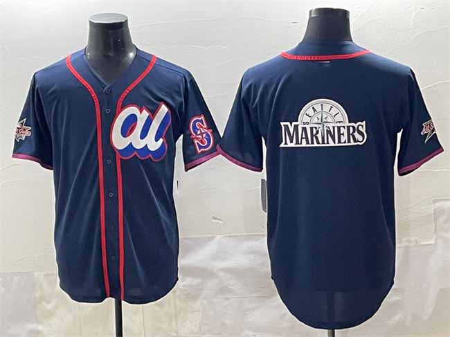 Seattle Mariners American League Team Big Logo Navy 2025 All-Star Edition Limited Stitched Baseball Jersey - Main View