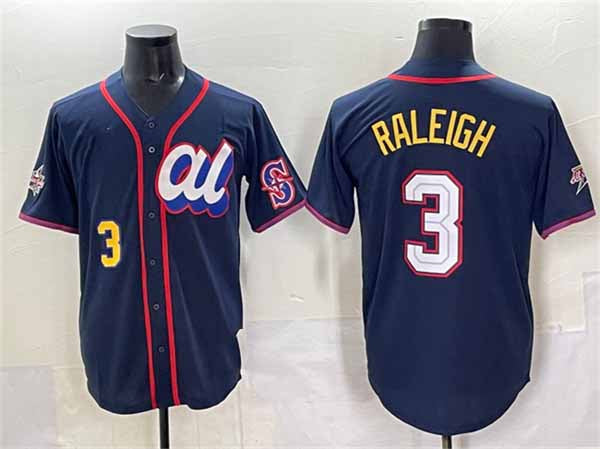 Seattle Mariners American League #3 Cal Raleigh Navy 2025 All-Star Edition Limited Stitched Baseball Jersey - Main View