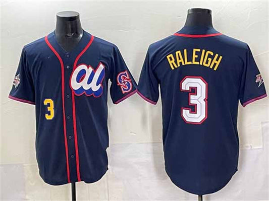 Seattle Mariners American League #3 Cal Raleigh Navy 2025 All-Star Edition Limited Stitched Baseball Jersey - Main View
