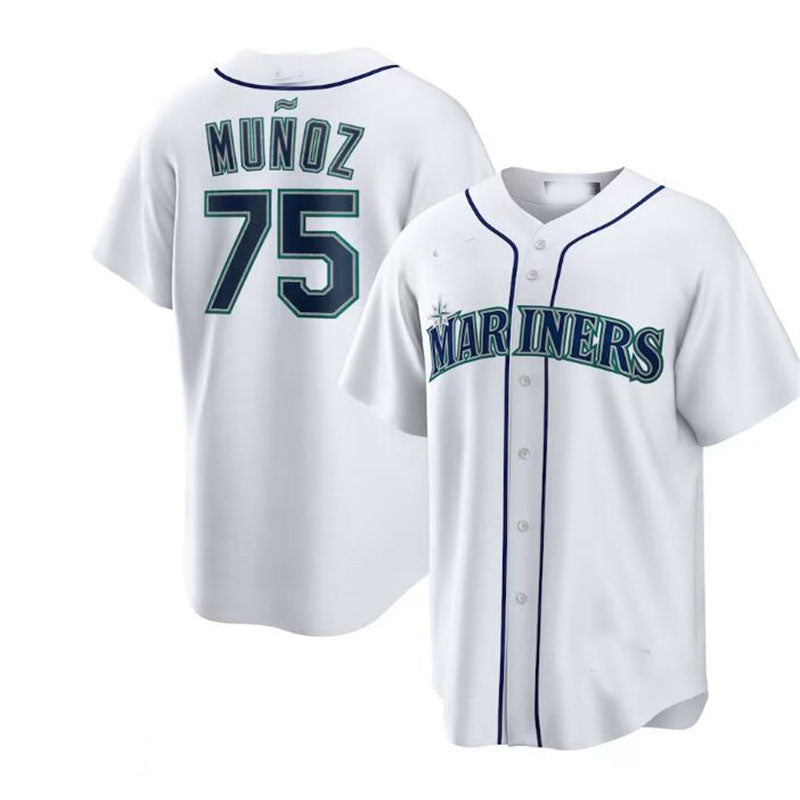 Seattle Mariners #75 Andrés Muñoz White Home Replica Player Jersey Baseball Jerseys - Main View