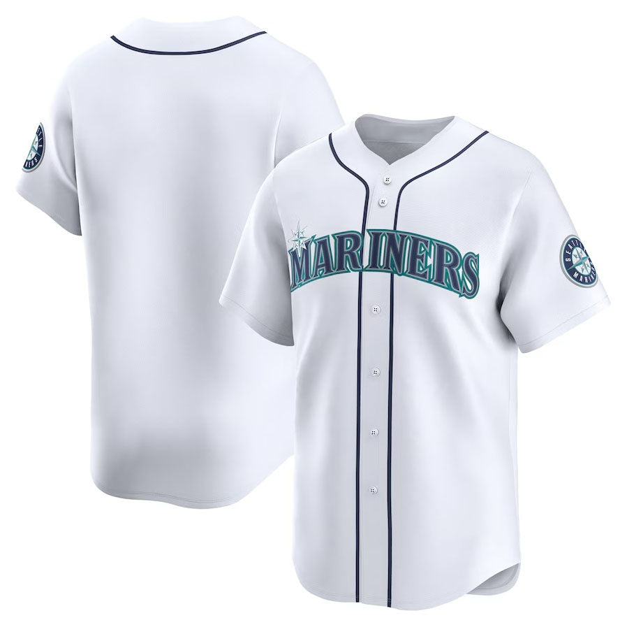 Seattle Mariners Home Limited Jersey - White Stitched Baseball Jersey - Main View