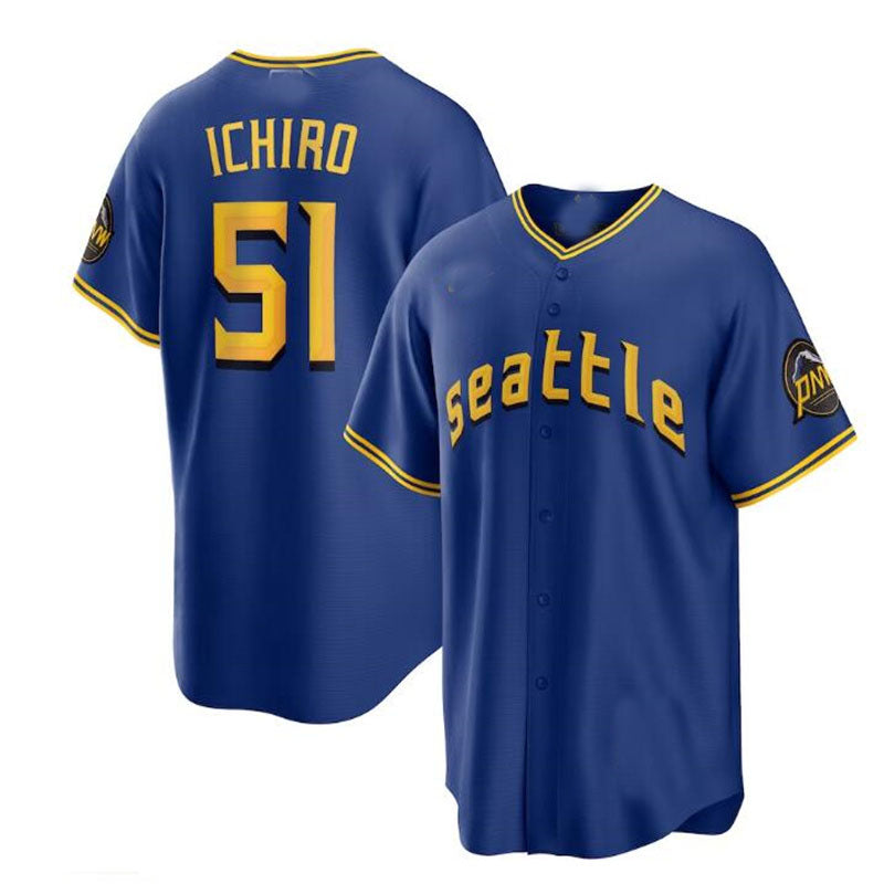 Seattle Mariners #51 Ichiro Suzuki  Royal 2023 City Connect Replica Player Jersey Baseball Jerseys - Main View