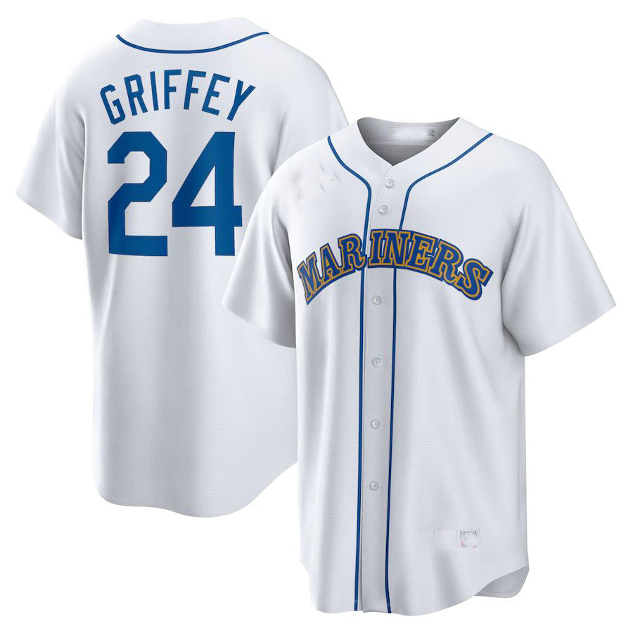 Seattle Mariners #24 Ken Griffey Jr. White Home Cooperstown Collection Player Jersey Baseball Jerseys - Main View