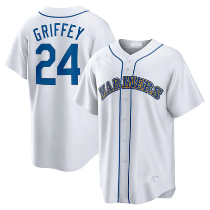 Seattle Mariners #24 Ken Griffey Jr. White Home Cooperstown Collection Player Jersey Baseball Jerseys - Main View