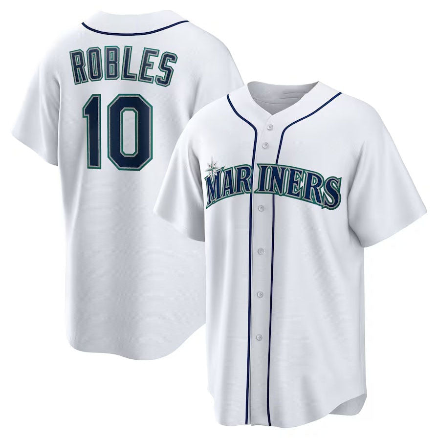 Seattle Mariners #10 Victor Robles Home Replica Jersey - White Stitched Baseball Jersey - Main View