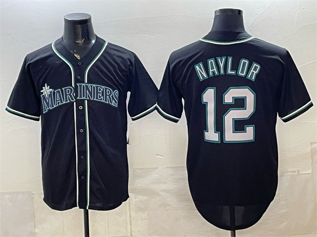 Seattle Mariners #12 Josh Naylor 2026 Fashion Replica Black Out Stitched Baseball Jersey - Main View