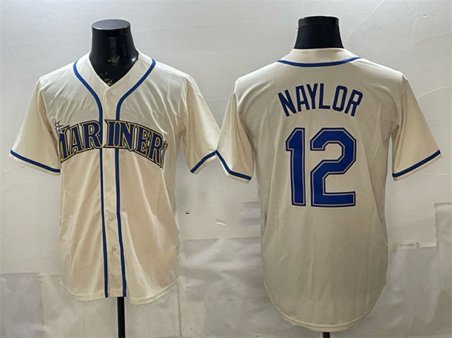 Seattle Mariners #12 Josh Naylor Cream Alternate Stitched Baseball Jersey - Main View