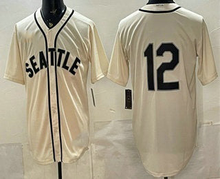 Seattle Mariners #12 Josh Naylor Cream Alternate Stitched Baseball Jersey - Main View