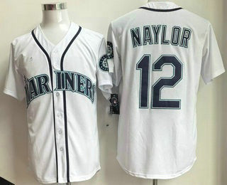 Seattle Mariners #12 Josh Naylor White Cool Baseball Jersey - Main View