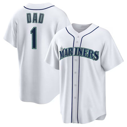 Seattle Mariners #1 Dad Home Replica Jersey - White Stitched Baseball Jersey - Main View