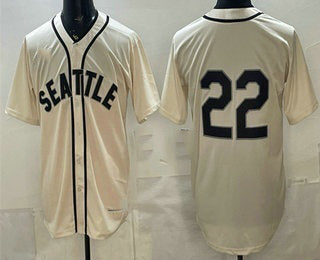 Seattle Mariners #22 Bryan Woo Cream Alternate Stitched Baseball Jersey - Main View