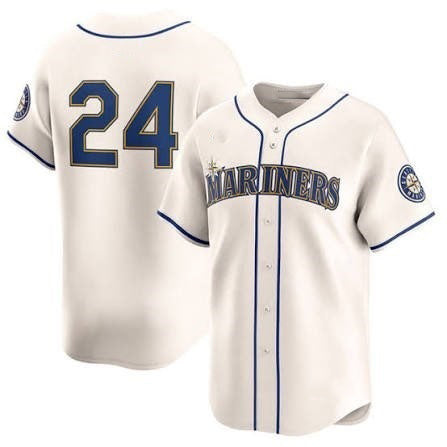 Seattle Mariners #24 Ken Griffey Jr. Cream Cool Baseball Jersey - Main View