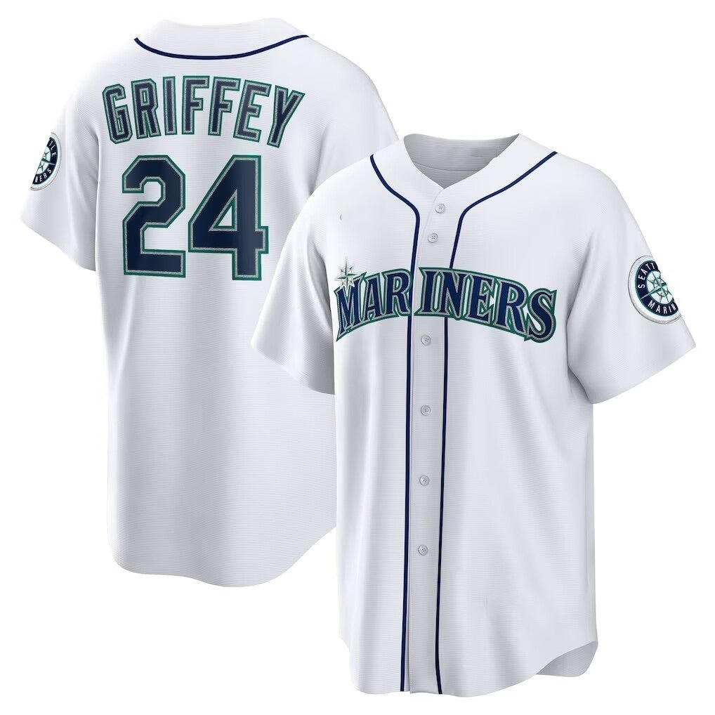 Seattle Mariners #24 Ken Griffey Jr. White Cool Baseball Jersey - Main View