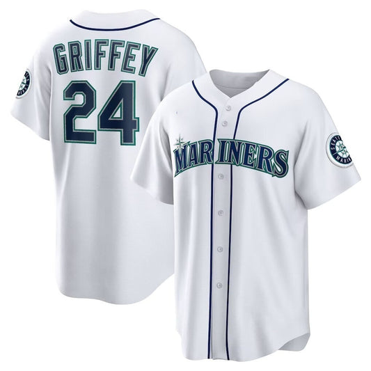 Seattle Mariners #24 Ken Griffey Jr. White Cool Baseball Jersey - Main View