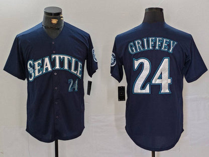 Seattle Mariners #24 Ken Griffey Jr Navy Cool Base Stitched Baseball Jersey - Main View