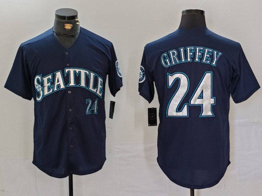 Seattle Mariners #24 Ken Griffey Jr Navy Cool Base Stitched Baseball Jersey - Main View