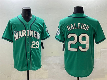 Seattle Mariners #29 Cal Raleigh Aqua Limited Stitched Baseball Jersey - Main View