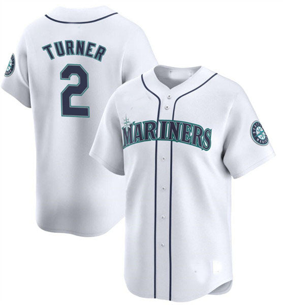 Seattle Mariners #2 Justin Turner White 2024 Home Limited Stitched Baseball Jersey - Main View